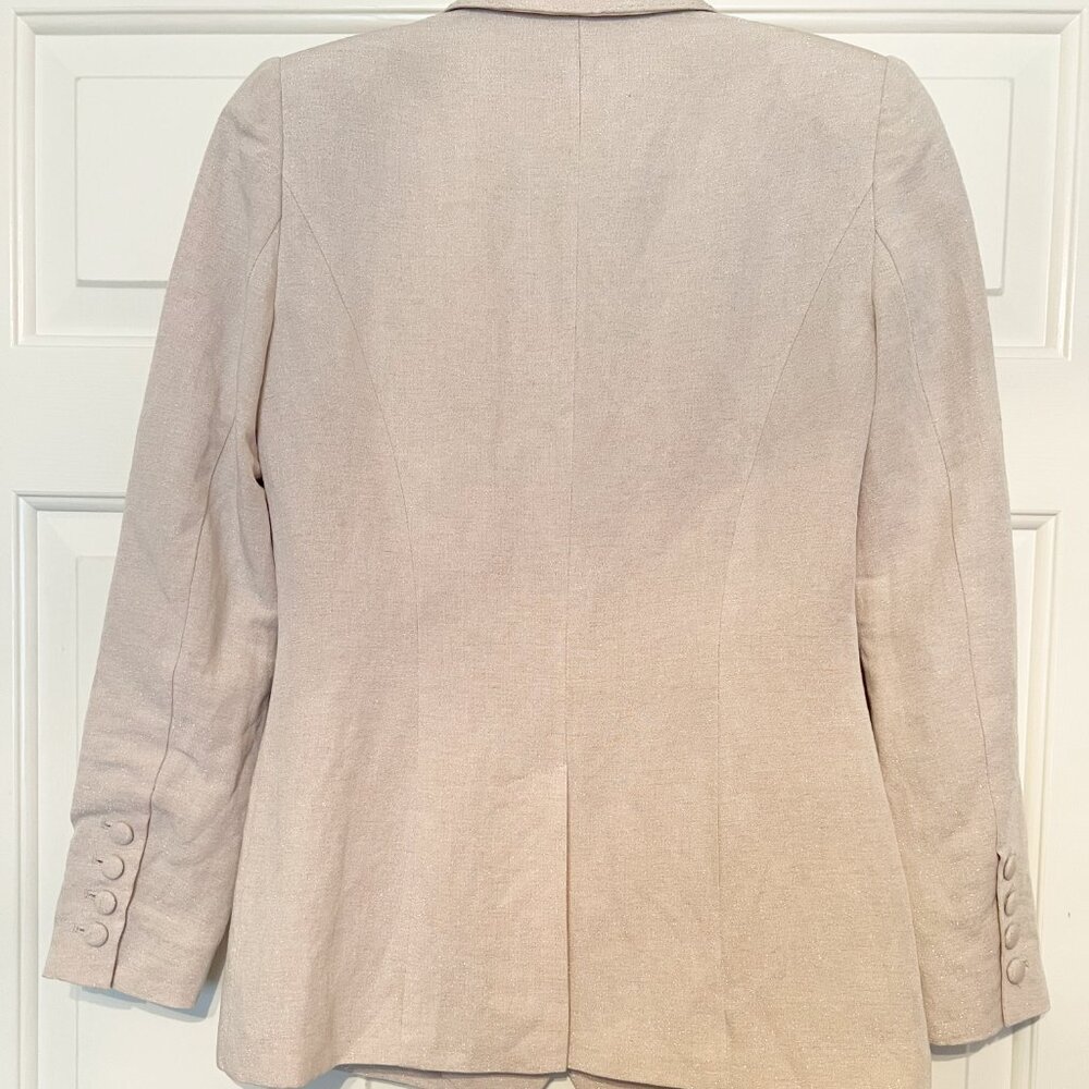 NEW Intermix Sparkly Linen Blend Champagne Blazer Size 2 - Picture 3 of 5